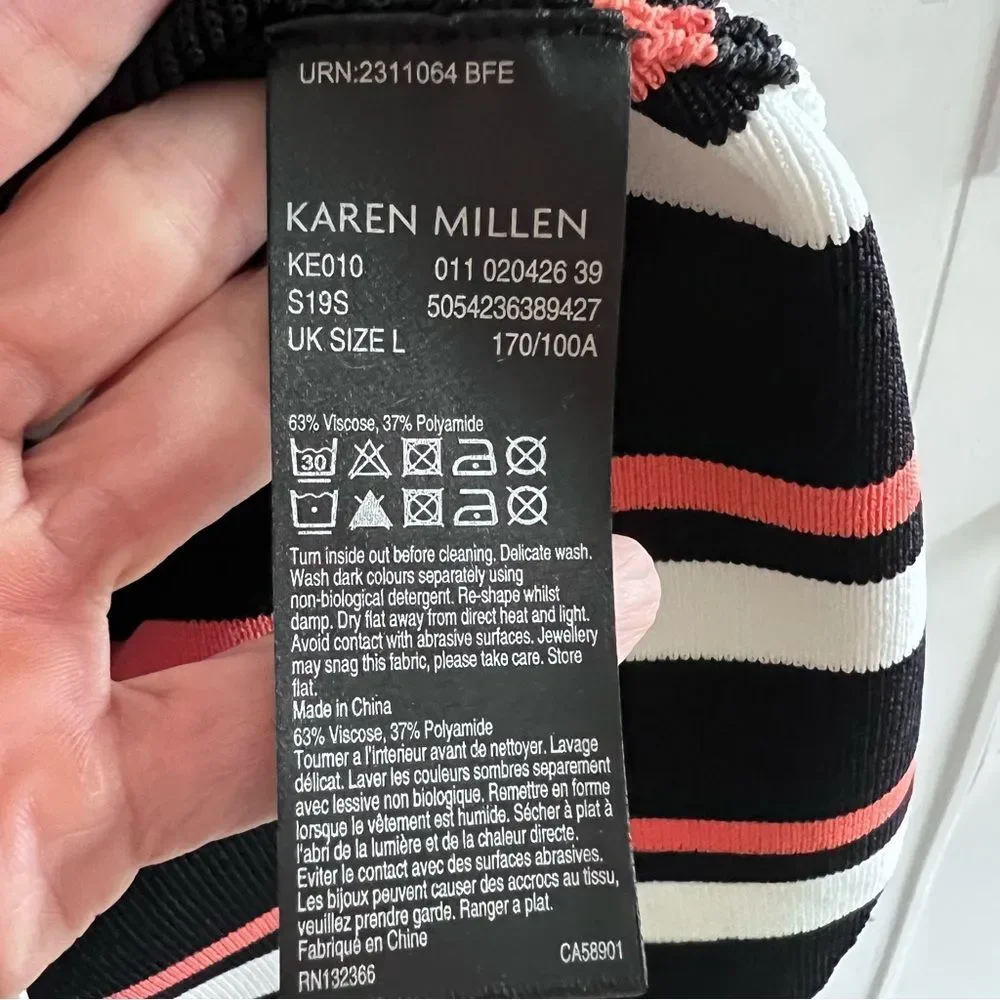 Karen Millen striped asymmetrical crew neck top